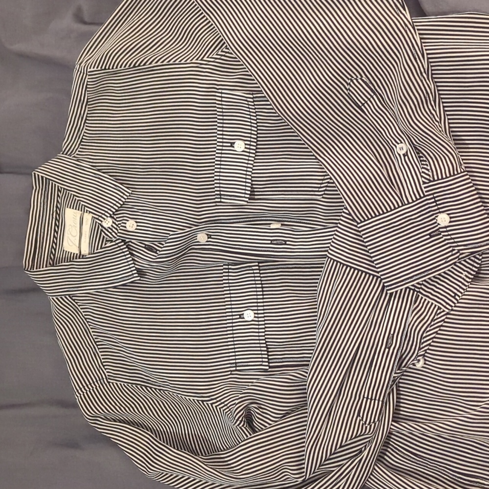 J.crew Classic-fit silk shirt in black and white stripe